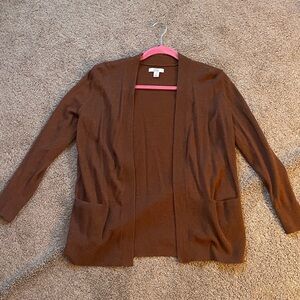 Brown Open Front Cardigan Sweater